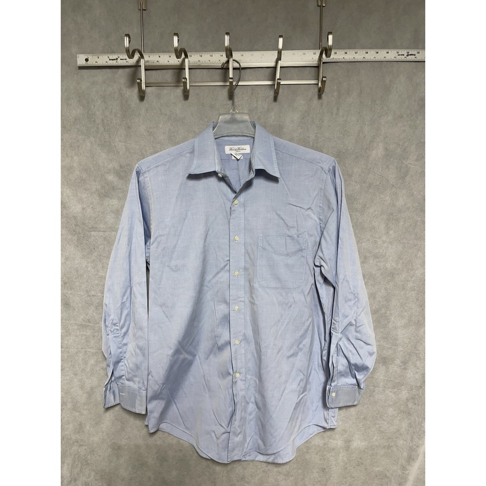 Brooks Brothers Shirt Men's L Blue Makers Button Up Academia Casual Hybrid 16-33 - Picture 2 of 9